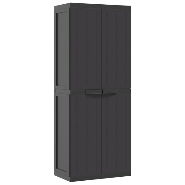 Vidaxl Outdoor Storage Cabinet Black 65X37x165 Cm Pp Tool Cabinets & Cupboards