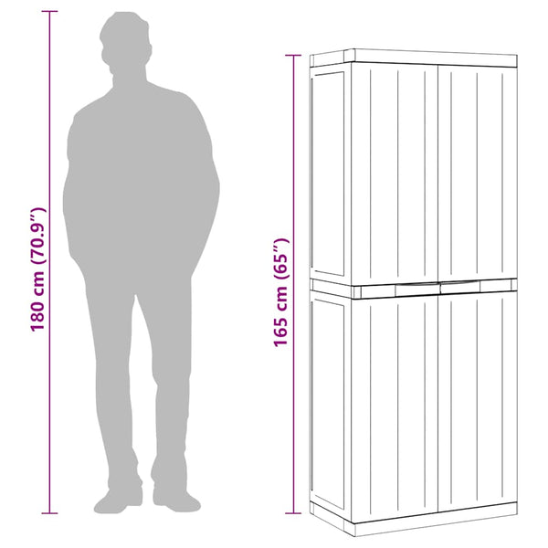 Vidaxl Outdoor Storage Cabinet Black 65X37x165 Cm Pp Tool Cabinets & Cupboards