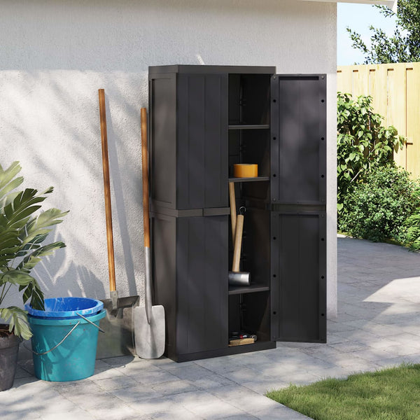 Vidaxl Outdoor Storage Cabinet Black 65X37x165 Cm Pp Tool Cabinets & Cupboards
