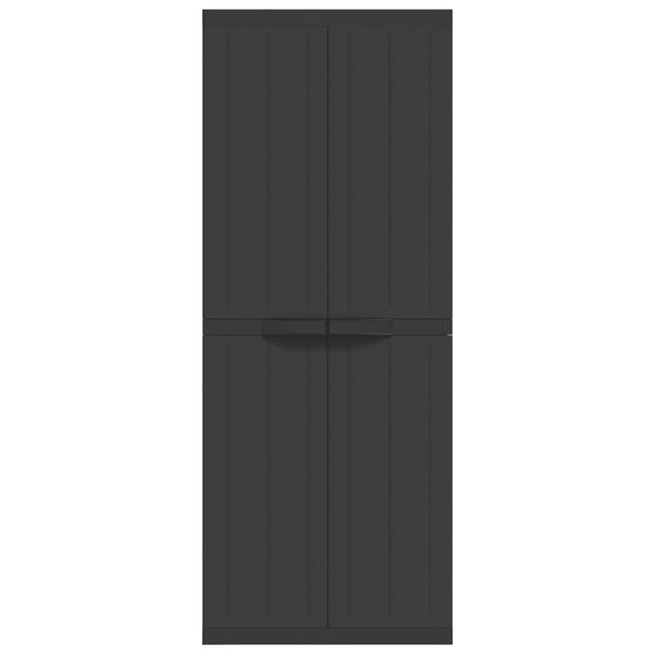 Vidaxl Outdoor Storage Cabinet Black 65X37x165 Cm Pp Tool Cabinets & Cupboards