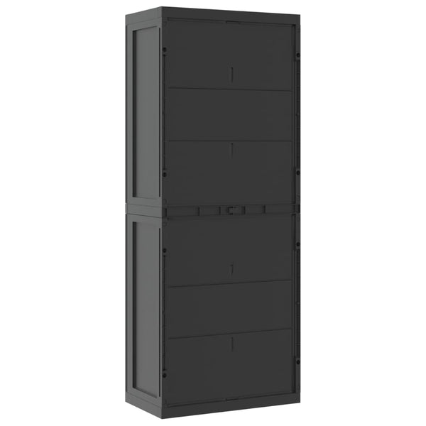 Vidaxl Outdoor Storage Cabinet Black 65X37x165 Cm Pp Tool Cabinets & Cupboards