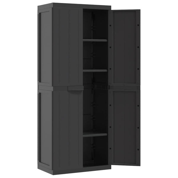 Vidaxl Outdoor Storage Cabinet Black 65X37x165 Cm Pp Tool Cabinets & Cupboards
