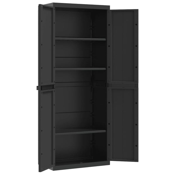 Vidaxl Outdoor Storage Cabinet Black 65X37x165 Cm Pp Tool Cabinets & Cupboards