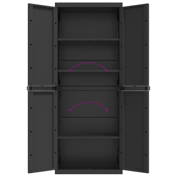 Vidaxl Outdoor Storage Cabinet Black 65X37x165 Cm Pp Tool Cabinets & Cupboards