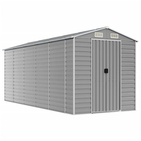 Garden Shed Light Grey 191X470x198 Cm Galvanised Steel Sheds Summerhouses Carports
