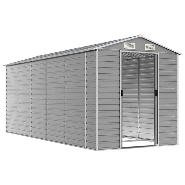 Garden Shed Light Grey 191X470x198 Cm Galvanised Steel Sheds Summerhouses Carports