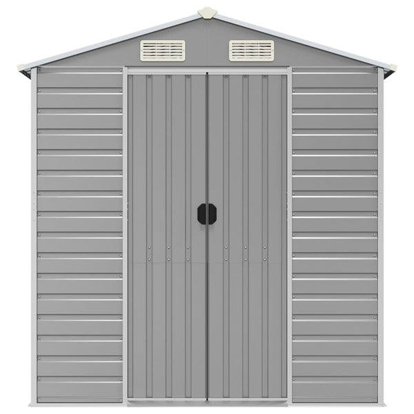 Garden Shed Light Grey 191X470x198 Cm Galvanised Steel Sheds Summerhouses Carports