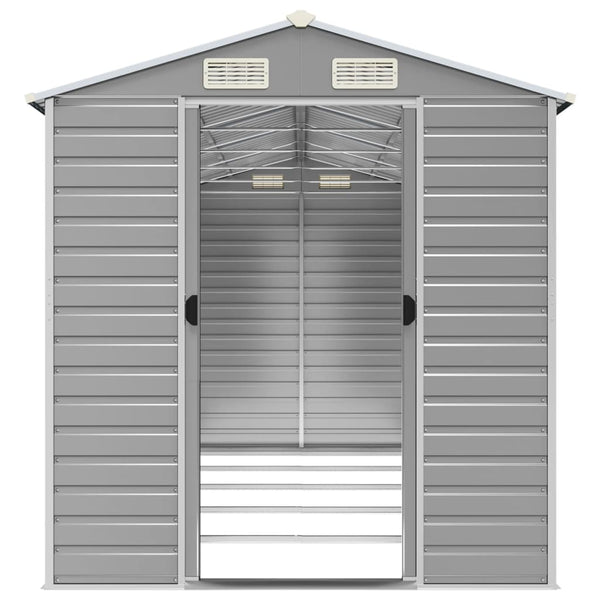 Garden Shed Light Grey 191X470x198 Cm Galvanised Steel Sheds Summerhouses Carports