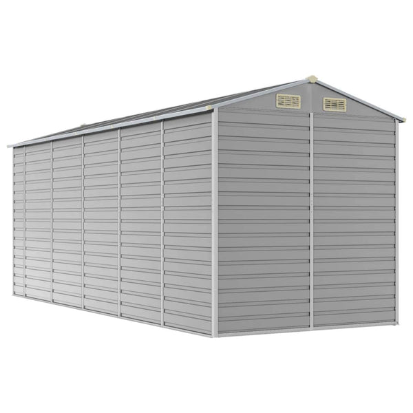 Garden Shed Light Grey 191X470x198 Cm Galvanised Steel Sheds Summerhouses Carports