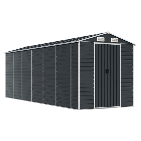 Garden Shed Anthracite 191X555x198 Cm Galvanised Steel Sheds Summerhouses Carports