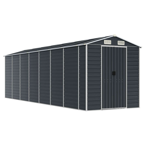 Garden Shed Anthracite 191X640x198 Cm Galvanised Steel Sheds Summerhouses Carports
