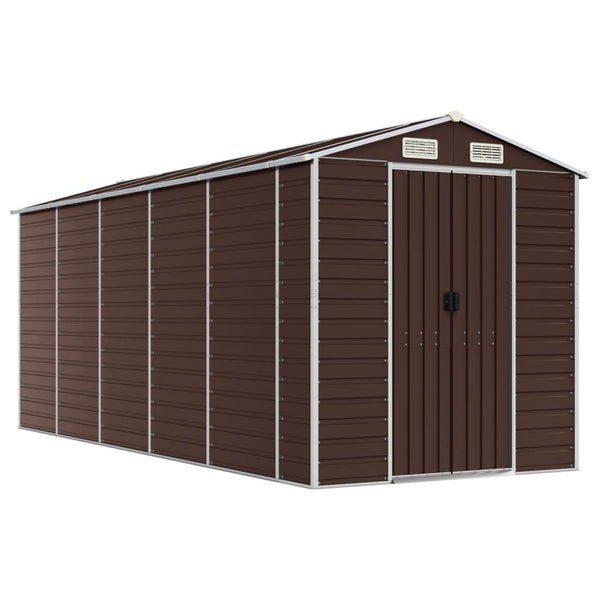 Vidaxl Garden Shed Brown 191X470x198 Cm Galvanised Steel Sheds Summerhouses Carports