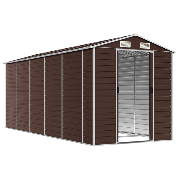 Vidaxl Garden Shed Brown 191X470x198 Cm Galvanised Steel Sheds Summerhouses Carports
