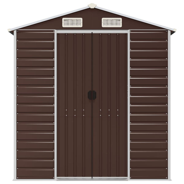 Vidaxl Garden Shed Brown 191X470x198 Cm Galvanised Steel Sheds Summerhouses Carports