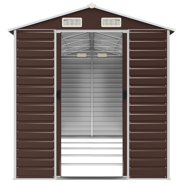 Vidaxl Garden Shed Brown 191X470x198 Cm Galvanised Steel Sheds Summerhouses Carports