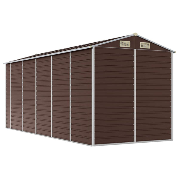 Vidaxl Garden Shed Brown 191X470x198 Cm Galvanised Steel Sheds Summerhouses Carports