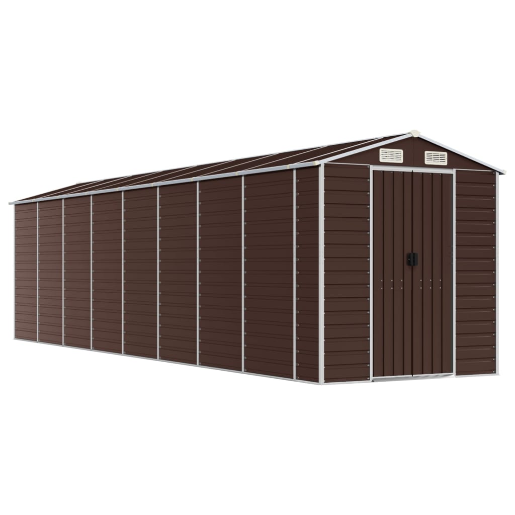 Garden Shed Brown 191X725x198 Cm Galvanised Steel Sheds Summerhouses Carports
