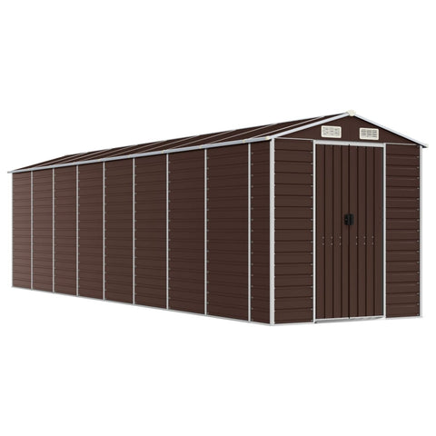 Garden Shed Brown 191X725x198 Cm Galvanised Steel Sheds Summerhouses Carports