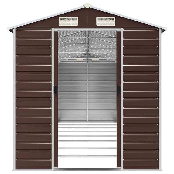 Garden Shed Brown 191X725x198 Cm Galvanised Steel Sheds Summerhouses Carports