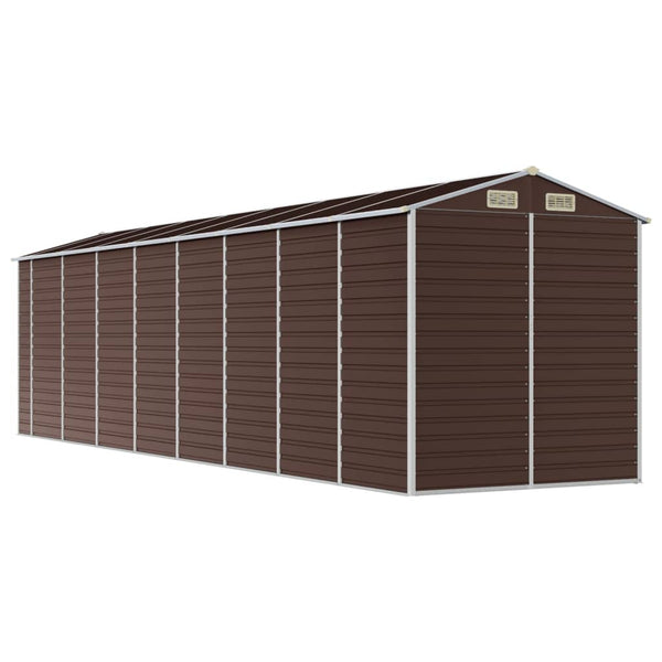 Garden Shed Brown 191X725x198 Cm Galvanised Steel Sheds Summerhouses Carports