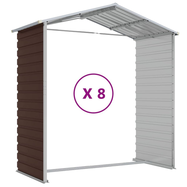 Garden Shed Brown 191X725x198 Cm Galvanised Steel Sheds Summerhouses Carports