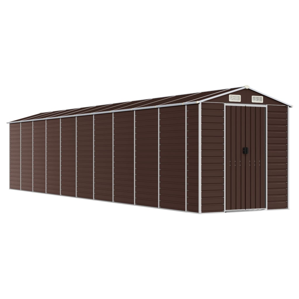 Garden Shed Brown 191X895x198 Cm Galvanised Steel Sheds Summerhouses Carports