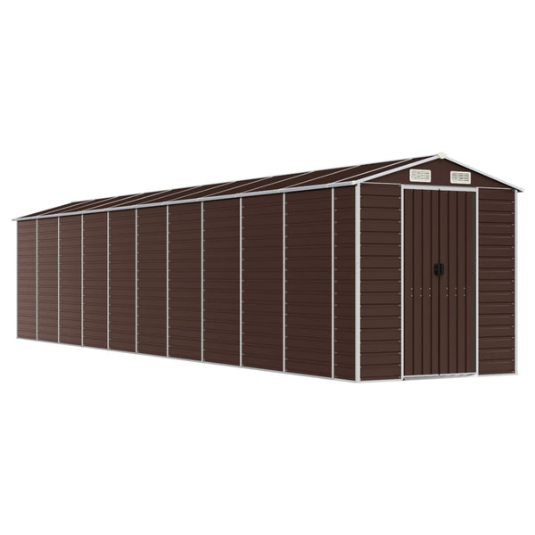 Garden Shed Brown 191X895x198 Cm Galvanised Steel Sheds Summerhouses Carports