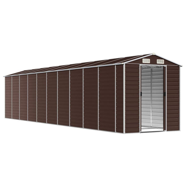 Garden Shed Brown 191X895x198 Cm Galvanised Steel Sheds Summerhouses Carports