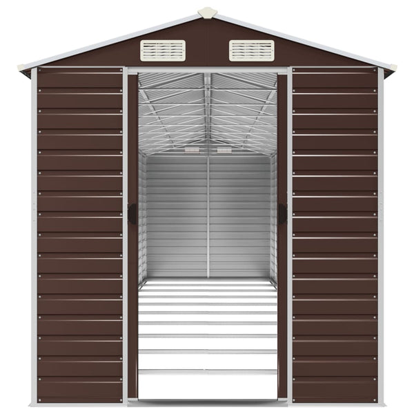 Garden Shed Brown 191X895x198 Cm Galvanised Steel Sheds Summerhouses Carports