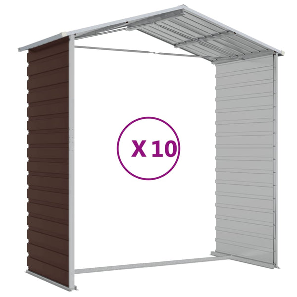 Garden Shed Brown 191X895x198 Cm Galvanised Steel Sheds Summerhouses Carports