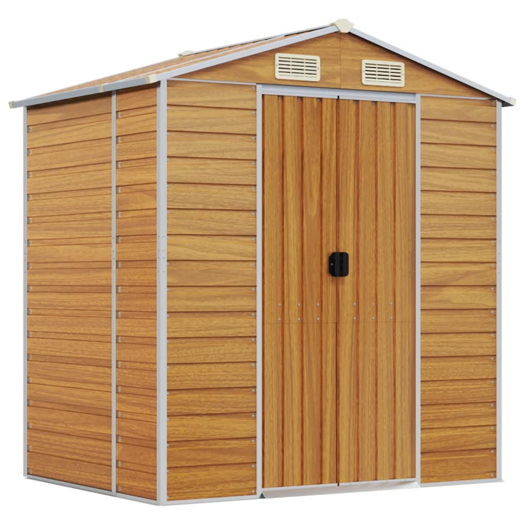Garden Shed Light Brown 191X130x198 Cm Galvanised Steel Sheds Summerhouses Carports