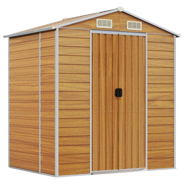 Garden Shed Light Brown 191X130x198 Cm Galvanised Steel Sheds Summerhouses Carports