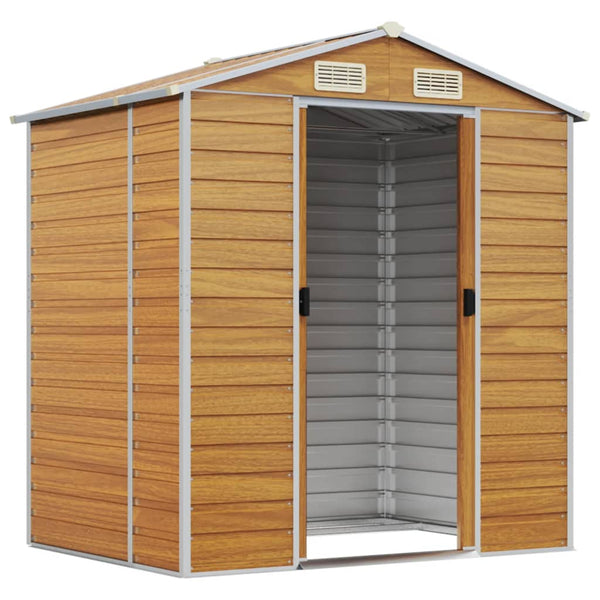 Garden Shed Light Brown 191X130x198 Cm Galvanised Steel Sheds Summerhouses Carports
