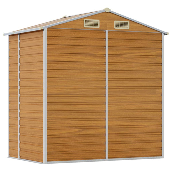Garden Shed Light Brown 191X130x198 Cm Galvanised Steel Sheds Summerhouses Carports