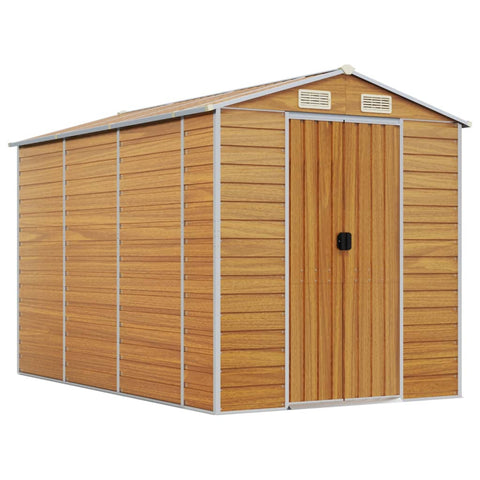 Garden Shed Light Brown 191X300x198 Cm Galvanised Steel Sheds Summerhouses Carports