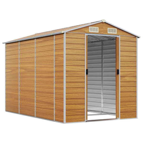 Garden Shed Light Brown 191X300x198 Cm Galvanised Steel Sheds Summerhouses Carports