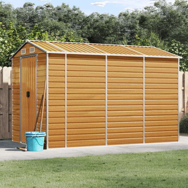 Garden Shed Light Brown 191X300x198 Cm Galvanised Steel Sheds Summerhouses Carports