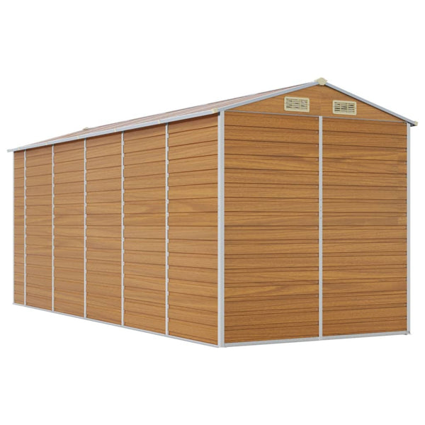 Garden Shed Light Brown 191X470x198 Cm Galvanised Steel Sheds Summerhouses Carports