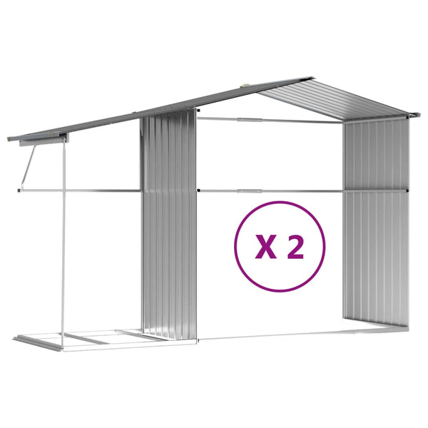 Garden Shed Grey 277X279x179 Cm Galvanised Steel Sheds Summerhouses Carports