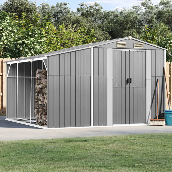 Garden Shed Grey 277X279x179 Cm Galvanised Steel Sheds Summerhouses Carports