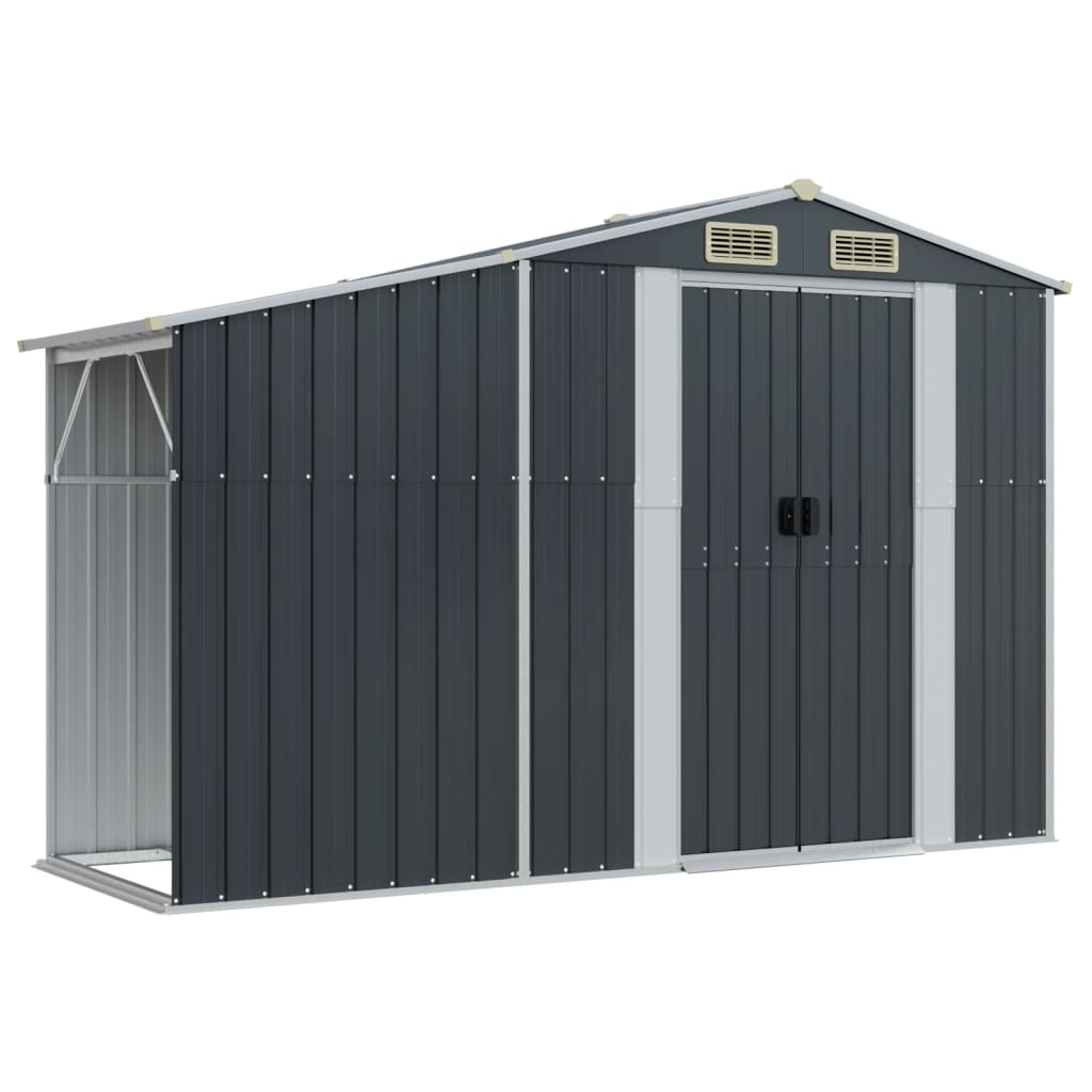 Garden Shed Anthracite 277X93x179 Cm Galvanised Steel Sheds Summerhouses Carports