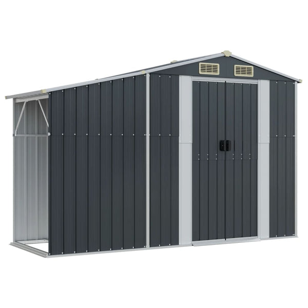 Garden Shed Anthracite 277X93x179 Cm Galvanised Steel Sheds Summerhouses Carports