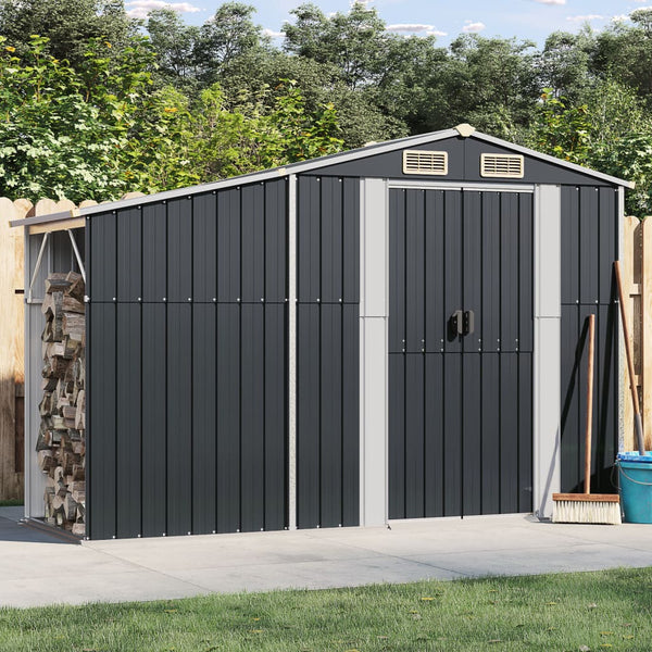 Garden Shed Anthracite 277X93x179 Cm Galvanised Steel Sheds Summerhouses Carports