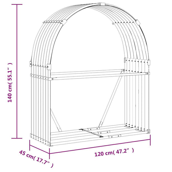 Vidaxl Log Holder Light Grey 120X45x140 Cm Galvanised Steel Firewood Racks