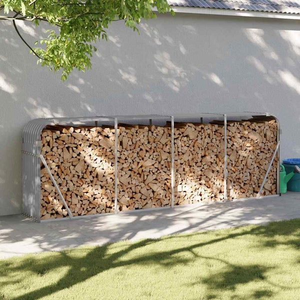 Vidaxl Log Holder Light Grey 300X45x100 Cm Galvanised Steel Firewood Racks