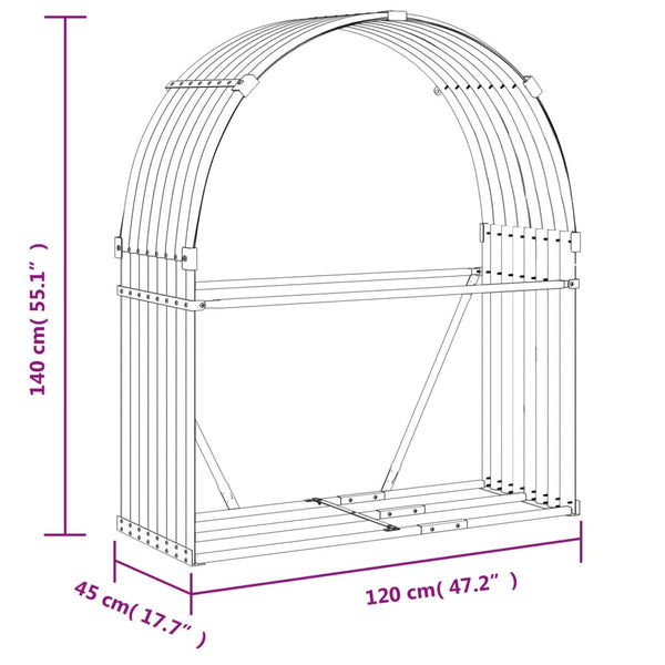 Vidaxl Log Holder Anthracite 120X45x140 Cm Galvanised Steel Firewood Racks