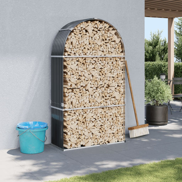 Vidaxl Log Holder Anthracite 120X45x210 Cm Galvanised Steel Firewood Racks
