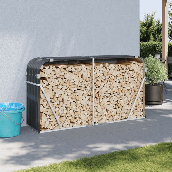 Vidaxl Log Holder Anthracite 180X45x100 Cm Galvanised Steel Firewood Racks