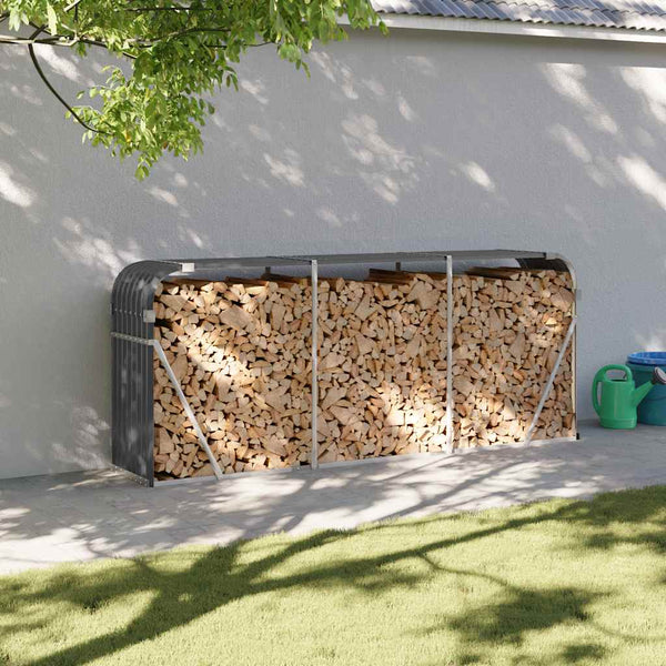 Vidaxl Log Holder Anthracite 234X45x100 Cm Galvanised Steel Firewood Racks
