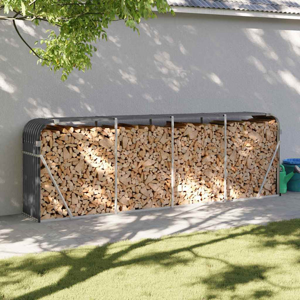 Vidaxl Log Holder Anthracite 300X45x100 Cm Galvanised Steel Firewood Racks